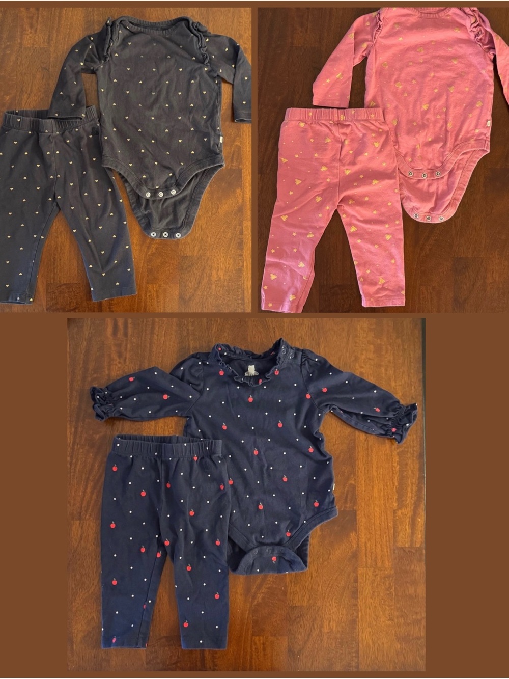 X3 GAP Baby Girls' Onesie + Pants Matching Sets 6-12 months